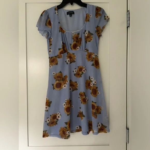 Dresses | La La Land Blue Sunflower Mesh Dress Size Small | Poshmark